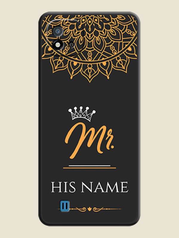 Custom Mr Name with Floral Design  on Personalised Space Black Soft Matte Cases - Realme C11 2021 - alternate view