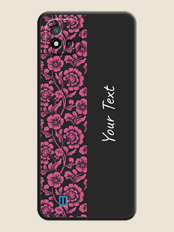 Custom Pink Floral Pattern Design With Custom Text On Space Black Personalized Soft Matte Phone Covers -Realme C11 2021 - alternate view