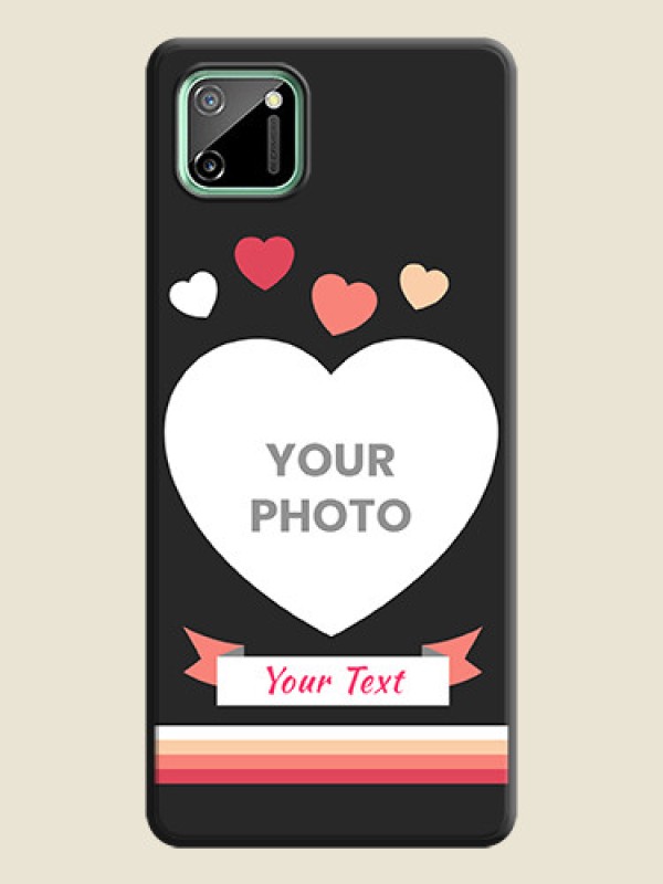 Custom Love Shaped Photo with Colorful Stripes on Personalised Space Black Soft Matte Cases - Realme C11 - alternate view