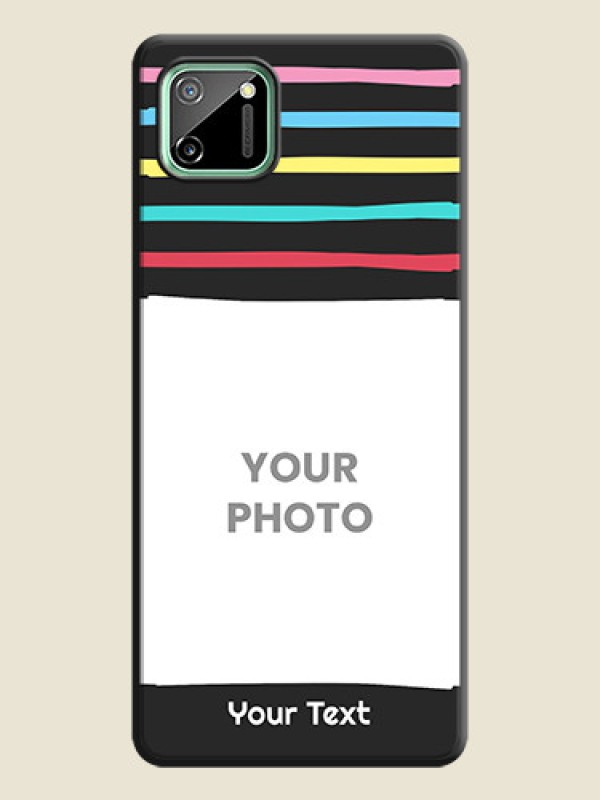 Custom Multicolor Lines with Image on Space Black Personalized Soft Matte Phone Covers - Realme C11 - alternate view
