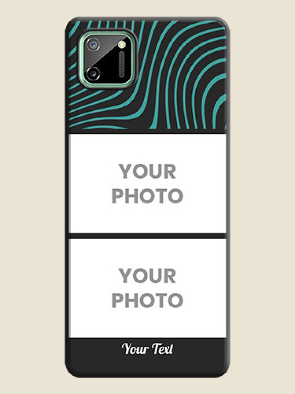 Custom Wave Pattern with 2 Image Holder on Space Black Personalized Soft Matte Phone Covers - Realme C11 - alternate view