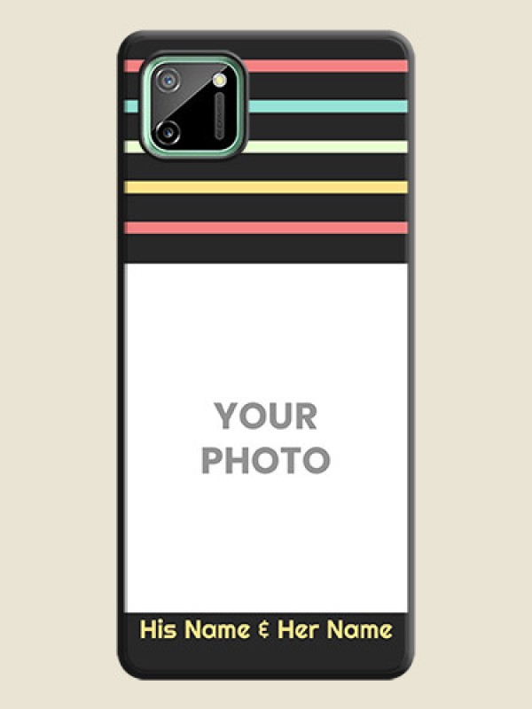 Custom Color Stripes with Photo and Text - Photo on Space Black Soft Matte Mobile Case - Realme C11 - alternate view