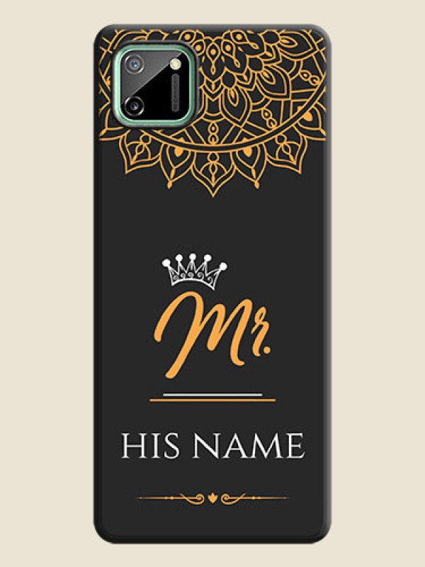Custom Mr Name with Floral Design  on Personalised Space Black Soft Matte Cases - Realme C11 - alternate view