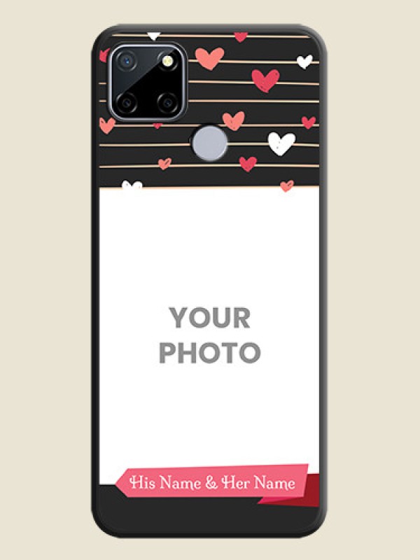 Custom Love Pattern with Name on Pink Ribbon  on Photo on Space Black Soft Matte Back Cover - Realme C12 - alternate view