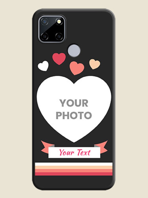 Custom Love Shaped Photo with Colorful Stripes on Personalised Space Black Soft Matte Cases - Realme C12 - alternate view