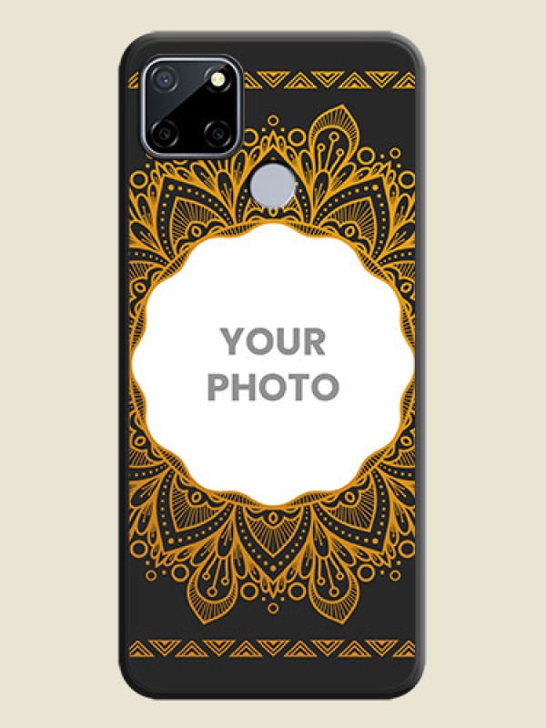 Custom Round Image with Floral Design on Photo on Space Black Soft Matte Mobile Cover - Realme C12 - alternate view