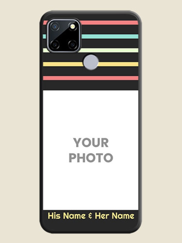 Custom Color Stripes with Photo and Text on Photo on Space Black Soft Matte Mobile Case - Realme C12 - alternate view