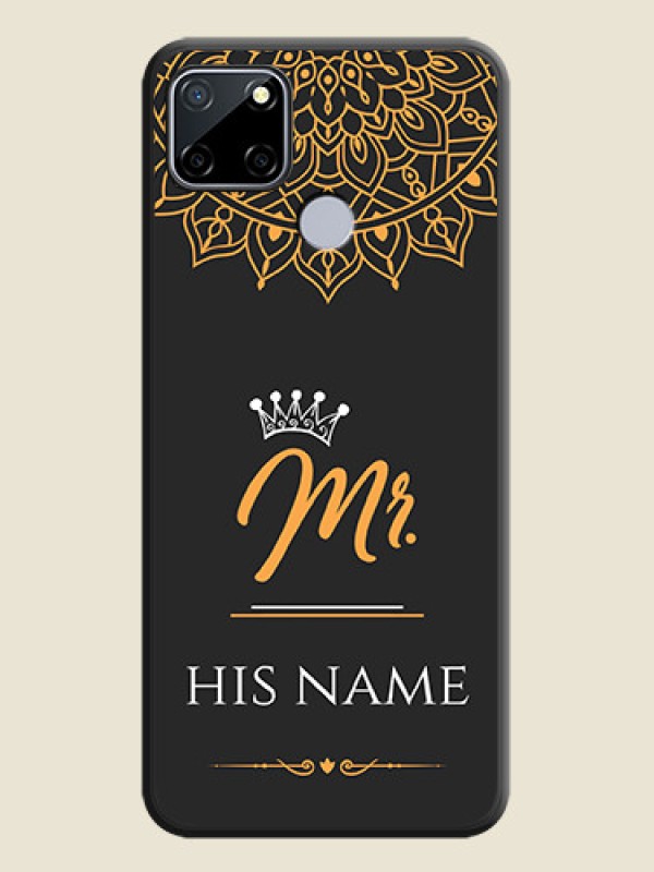 Custom Mr Name with Floral Design  on Personalised Space Black Soft Matte Cases - Realme C12 - alternate view
