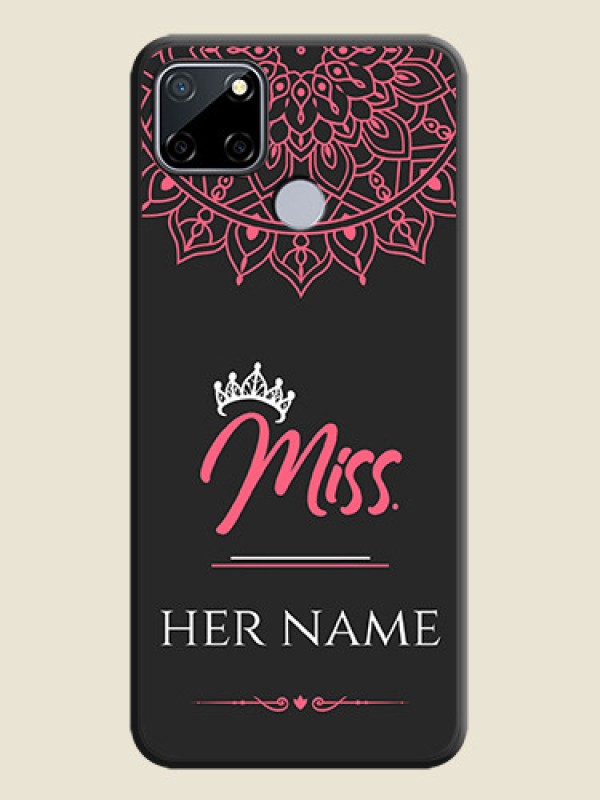 Custom Mrs Name with Floral Design on Space Black Personalized Soft Matte Phone Covers - Realme C12 - alternate view