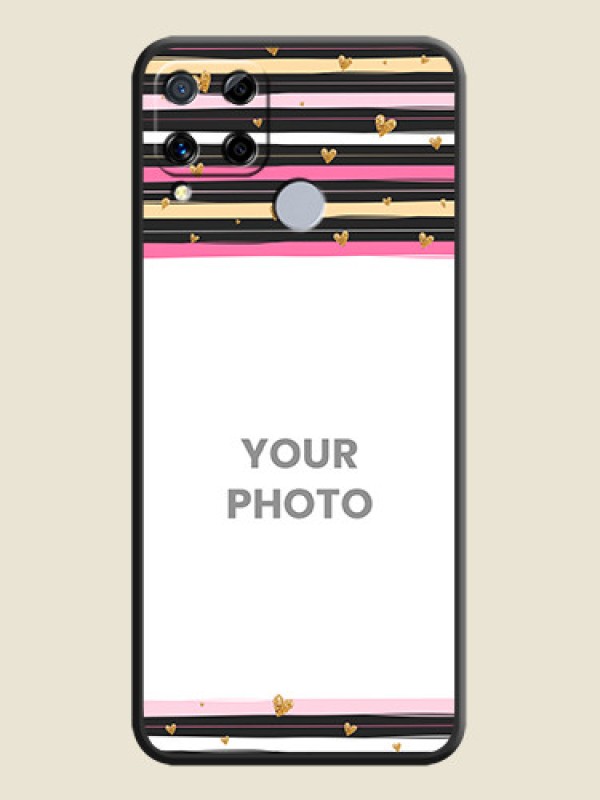 Custom Multicolor Lines and Golden Love Symbols Design on Photo on Space Black Soft Matte Mobile Cover - Realme C15 - alternate view
