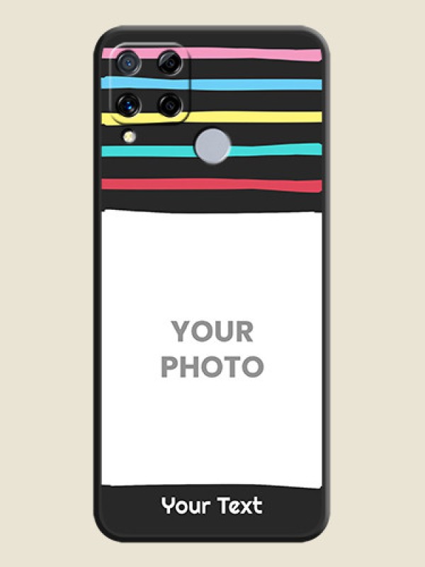 Custom Multicolor Lines with Image on Space Black Personalized Soft Matte Phone Covers - Realme C15 - alternate view