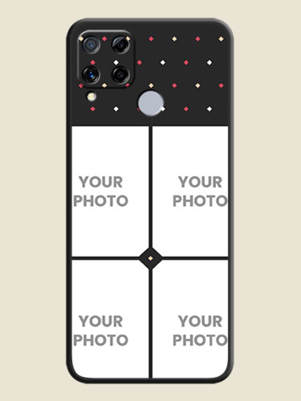 Custom Multicolor Dotted Pattern with 4 Image Holder on Space Black Custom Soft Matte Phone Cases - Realme C15 - alternate view