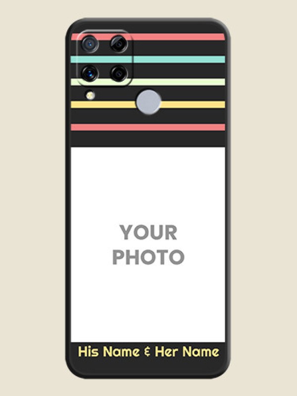 Custom Color Stripes with Photo and Text on Photo on Space Black Soft Matte Mobile Case - Realme C15 - alternate view