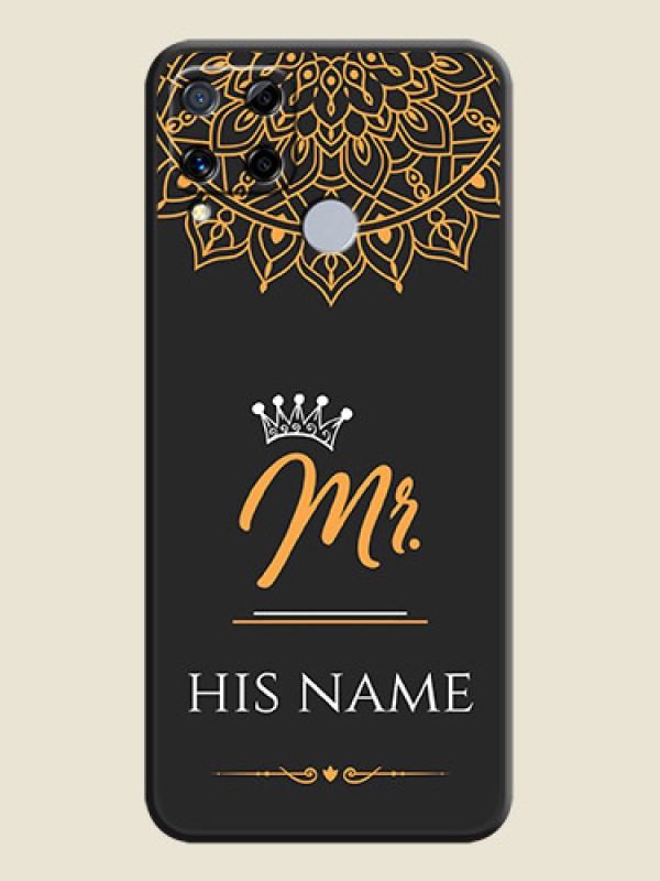 Custom Mr Name with Floral Design  on Personalised Space Black Soft Matte Cases - Realme C15 - alternate view