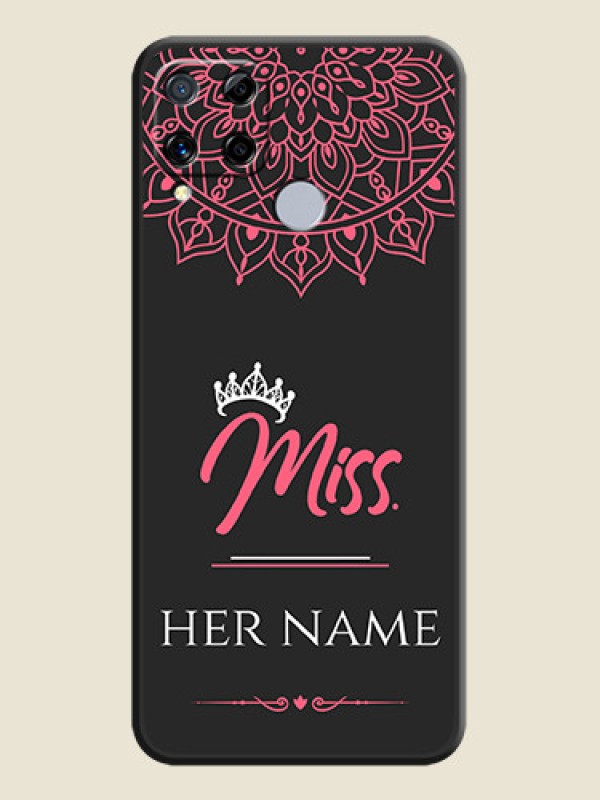 Custom Mrs Name with Floral Design on Space Black Personalized Soft Matte Phone Covers - Realme C15 - alternate view