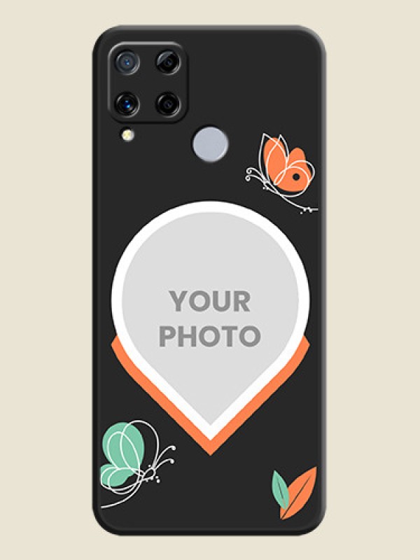 Custom Upload Pic With Simple Butterly Design On Space Black Personalized Soft Matte Phone Covers -Realme C15 - alternate view