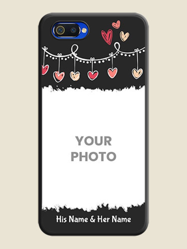 Custom Pink Love Hangings with Name on Space Black Custom Soft Matte Phone Cases - Realme C2 - alternate view