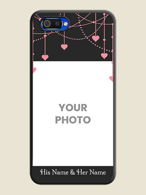 Custom Pink Love Hangings with Text on Space Black Custom Soft Matte Back Cover - Realme C2 - alternate view
