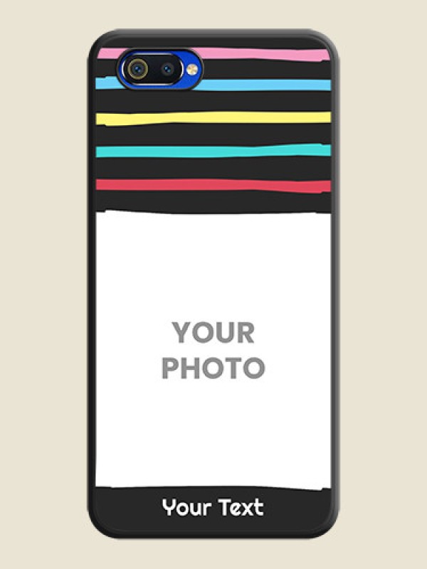 Custom Multicolor Lines with Image on Space Black Personalized Soft Matte Phone Covers - Realme C2 - alternate view