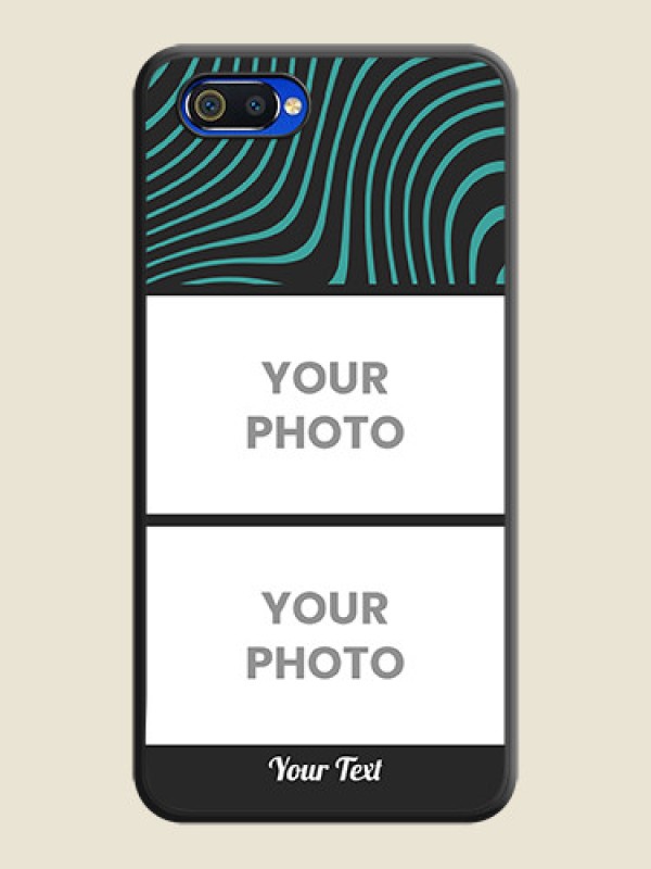 Custom Wave Pattern with 2 Image Holder on Space Black Personalized Soft Matte Phone Covers - Realme C2 - alternate view