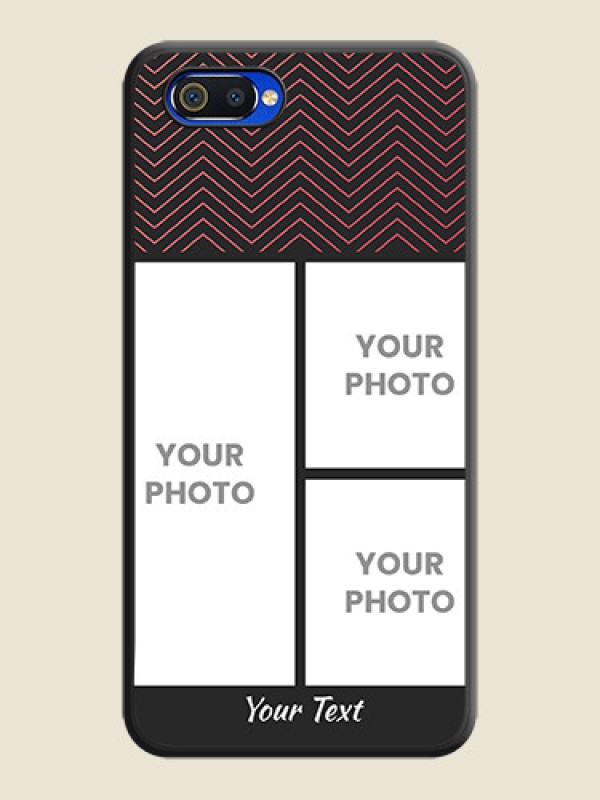 Custom Wave Pattern with 3 Image Holder on Space Black Custom Soft Matte Back Cover - Realme C2 - alternate view