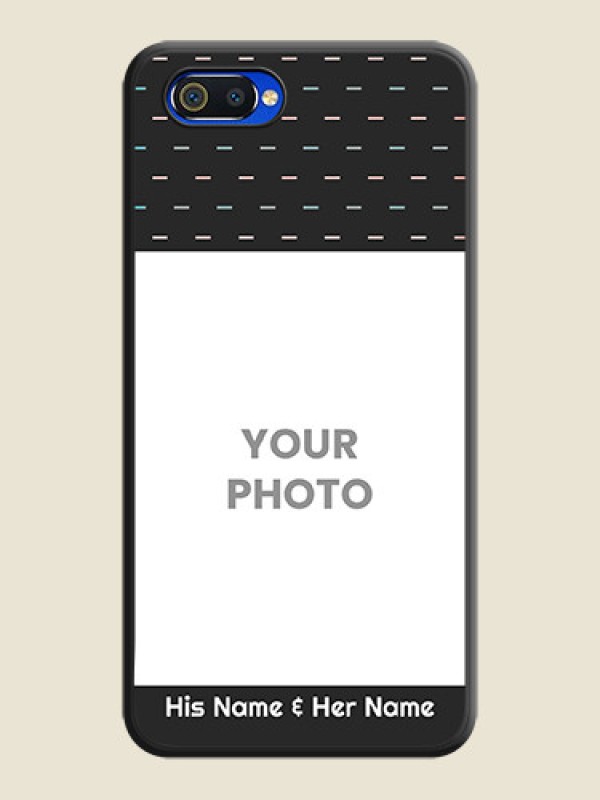 Custom Line Pattern Design with Text on Space Black Custom Soft Matte Phone Back Cover - Realme C2 - alternate view