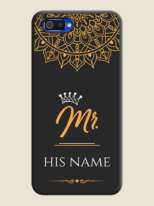 Custom Mr Name with Floral Design  on Personalised Space Black Soft Matte Cases - Realme C2 - alternate view