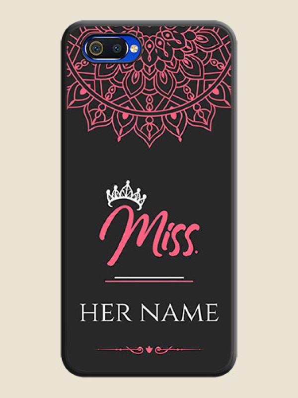 Custom Mrs Name with Floral Design on Space Black Personalized Soft Matte Phone Covers - Realme C2 - alternate view