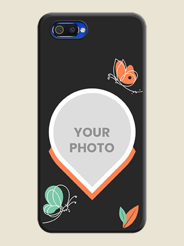 Custom Upload Pic With Simple Butterly Design On Space Black Personalized Soft Matte Phone Covers -Realme C2 - alternate view