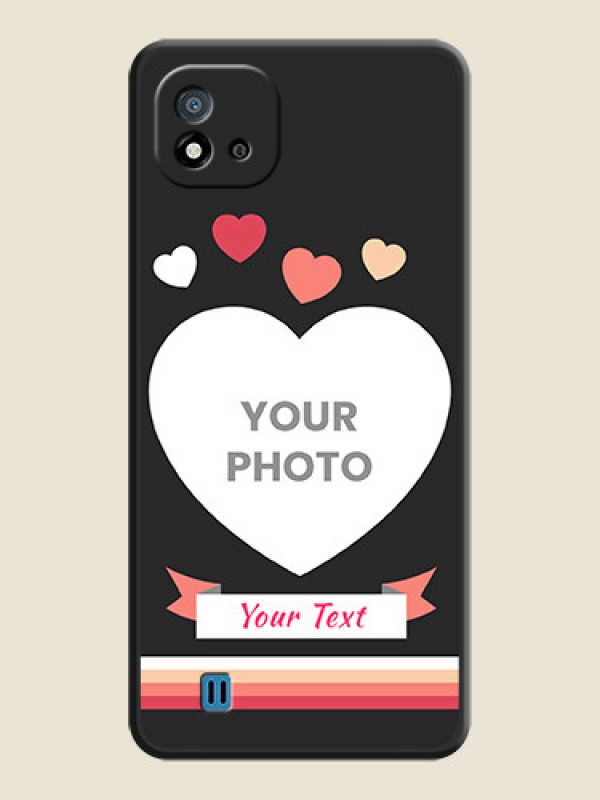 Custom Love Shaped Photo with Colorful Stripes on Personalised Space Black Soft Matte Cases - Realme C20 - alternate view
