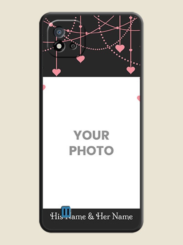 Custom Pink Love Hangings with Text on Space Black Custom Soft Matte Back Cover - Realme C20 - alternate view