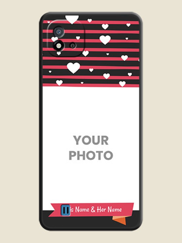 Custom White Color Love Symbols with Pink Lines Pattern on Space Black Custom Soft Matte Phone Cases - Realme C20 - alternate view