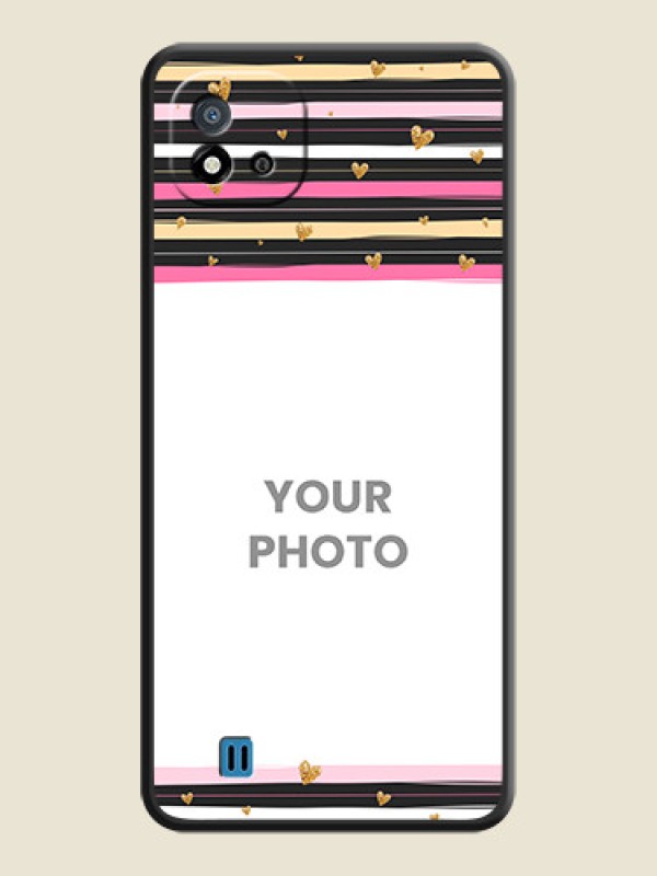 Custom Multicolor Lines and Golden Love Symbols Design on Photo on Space Black Soft Matte Mobile Cover - Realme C20 - alternate view