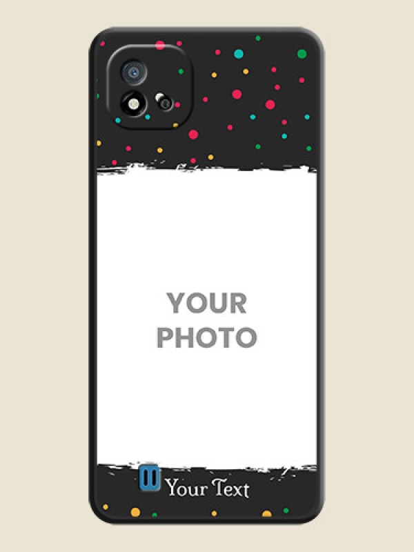 Custom Multicolor Dotted Pattern with Text on Space Black Custom Soft Matte Phone Back Cover - Realme C20 - alternate view