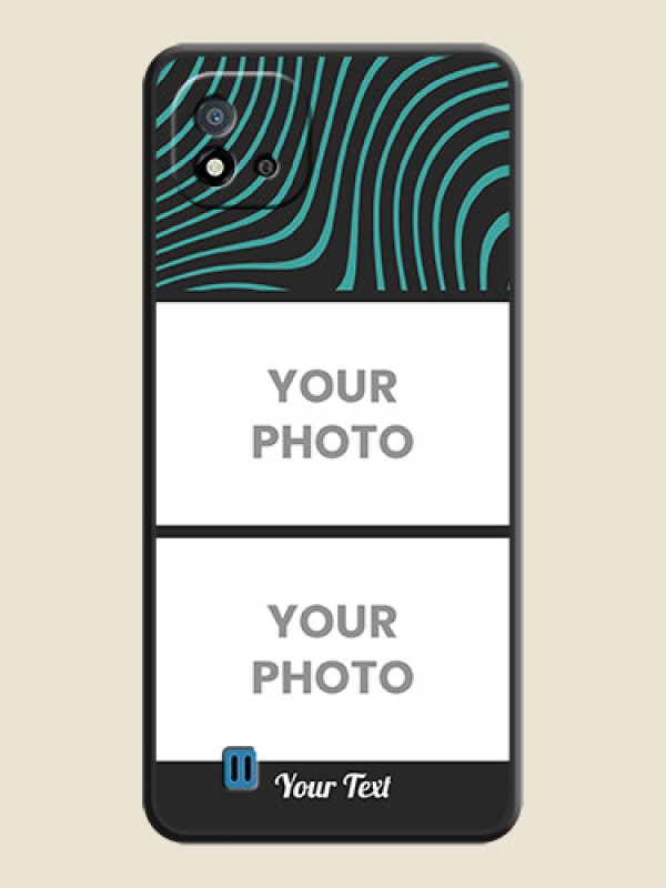 Custom Wave Pattern with 2 Image Holder on Space Black Personalized Soft Matte Phone Covers - Realme C20 - alternate view