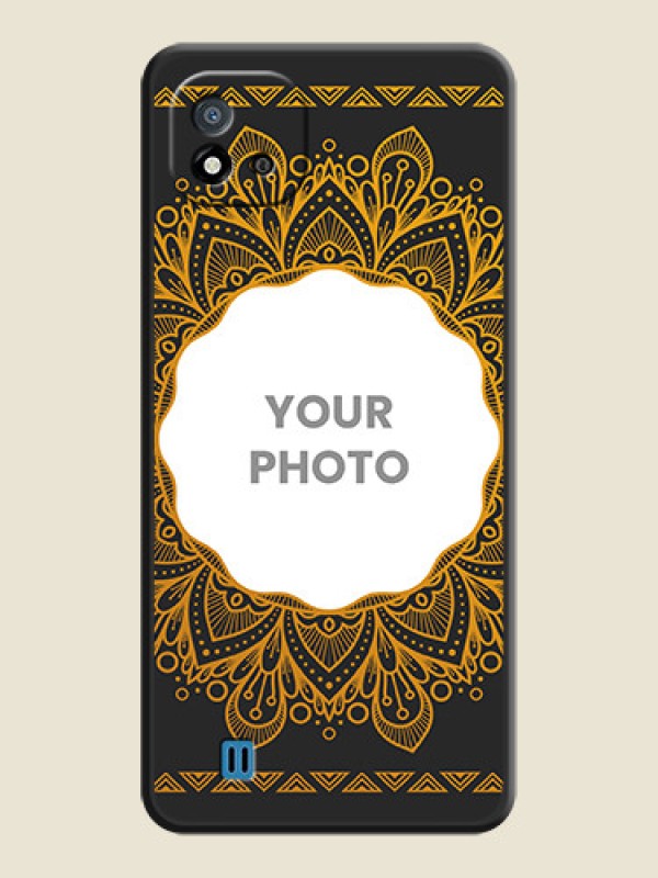 Custom Round Image with Floral Design on Photo on Space Black Soft Matte Mobile Cover - Realme C20 - alternate view