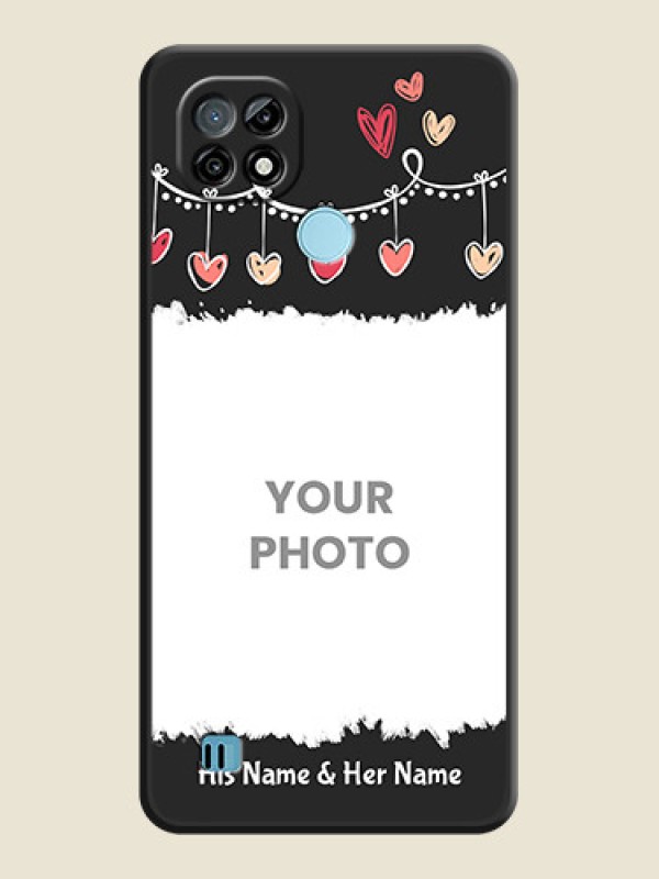 Custom Pink Love Hangings with Name on Space Black Custom Soft Matte Phone Cases - Realme C21 - alternate view
