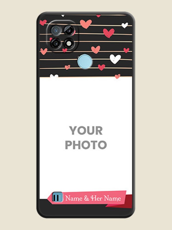 Custom Love Pattern with Name on Pink Ribbon  on Photo on Space Black Soft Matte Back Cover - Realme C21 - alternate view