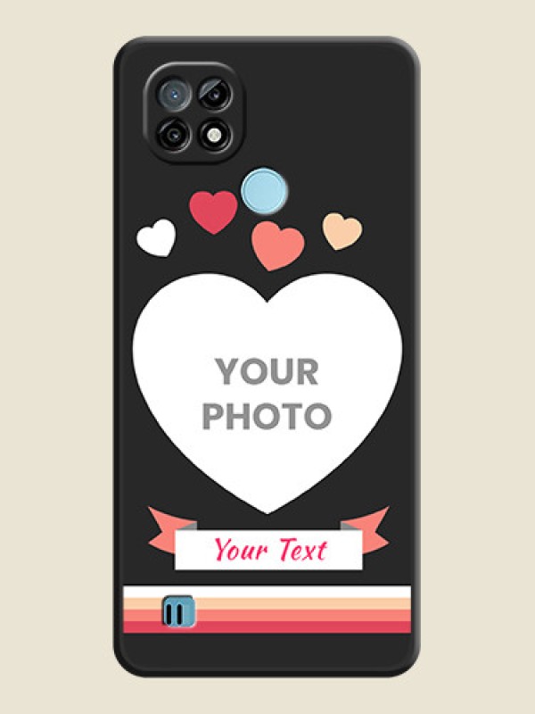 Custom Love Shaped Photo with Colorful Stripes on Personalised Space Black Soft Matte Cases - Realme C21 - alternate view