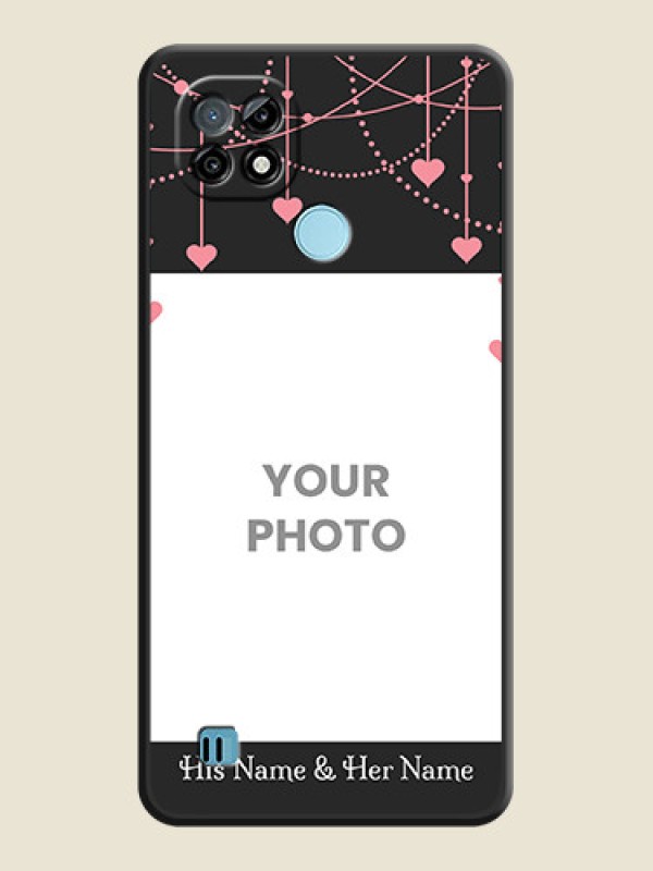 Custom Pink Love Hangings with Text on Space Black Custom Soft Matte Back Cover - Realme C21 - alternate view
