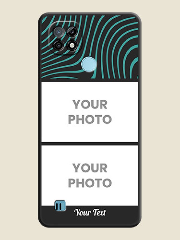 Custom Wave Pattern with 2 Image Holder on Space Black Personalized Soft Matte Phone Covers - Realme C21 - alternate view