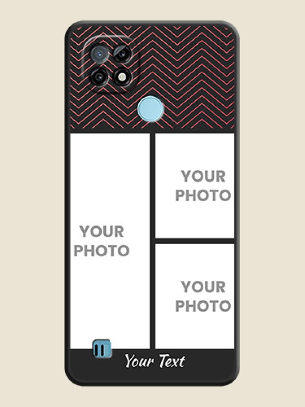Custom Wave Pattern with 3 Image Holder on Space Black Custom Soft Matte Back Cover - Realme C21 - alternate view