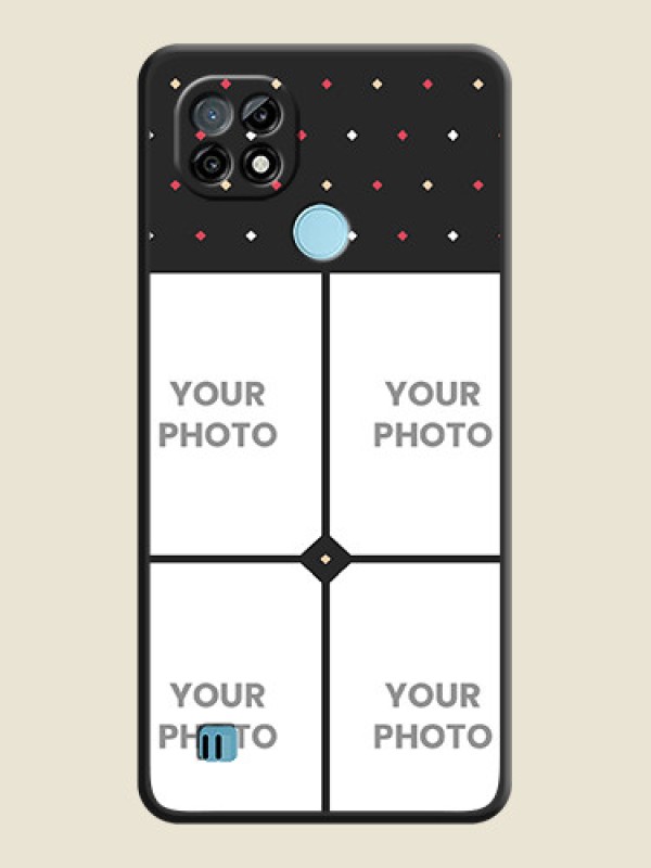 Custom Multicolor Dotted Pattern with 4 Image Holder on Space Black Custom Soft Matte Phone Cases - Realme C21 - alternate view