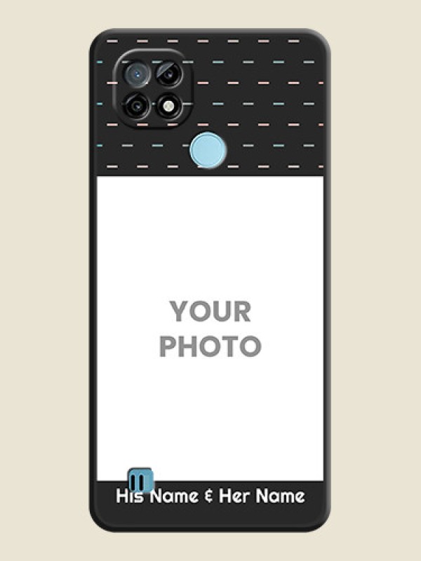 Custom Line Pattern Design with Text on Space Black Custom Soft Matte Phone Back Cover - Realme C21 - alternate view