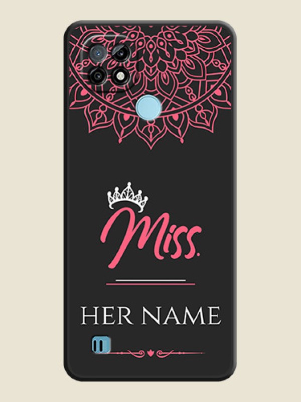 Custom Mrs Name with Floral Design on Space Black Personalized Soft Matte Phone Covers - Realme C21 - alternate view