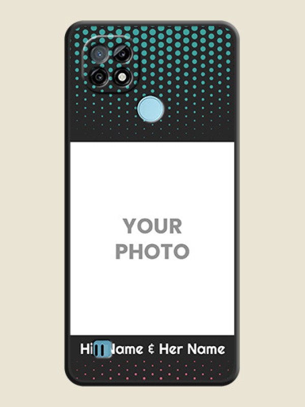 Custom Faded Dots with Grunge Photo Frame and Text on Space Black Custom Soft Matte Phone Cases - Realme C21 - alternate view