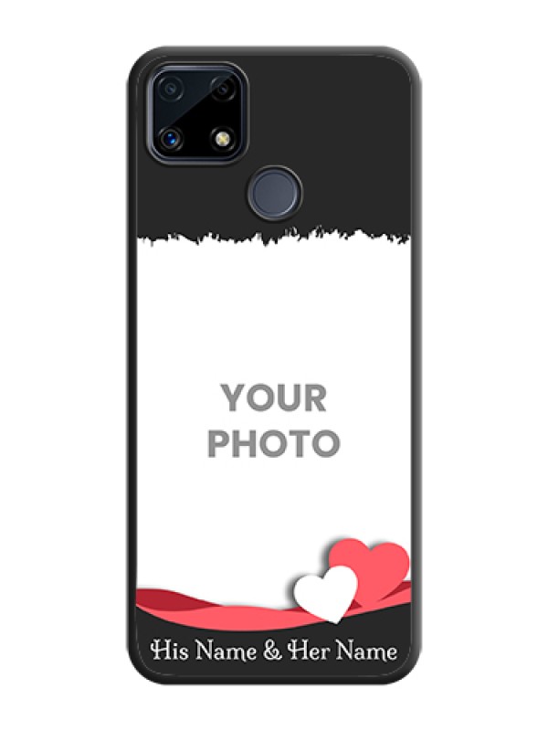 Custom Pin Color Love Shaped Ribbon Design with Text on Space Black Custom Soft Matte Phone Back Cover - Realme C25 - alternate view