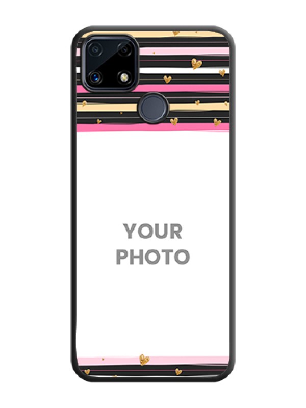 Custom Multicolor Lines and Golden Love Symbols Design on Photo on Space Black Soft Matte Mobile Cover - Realme C25 - alternate view