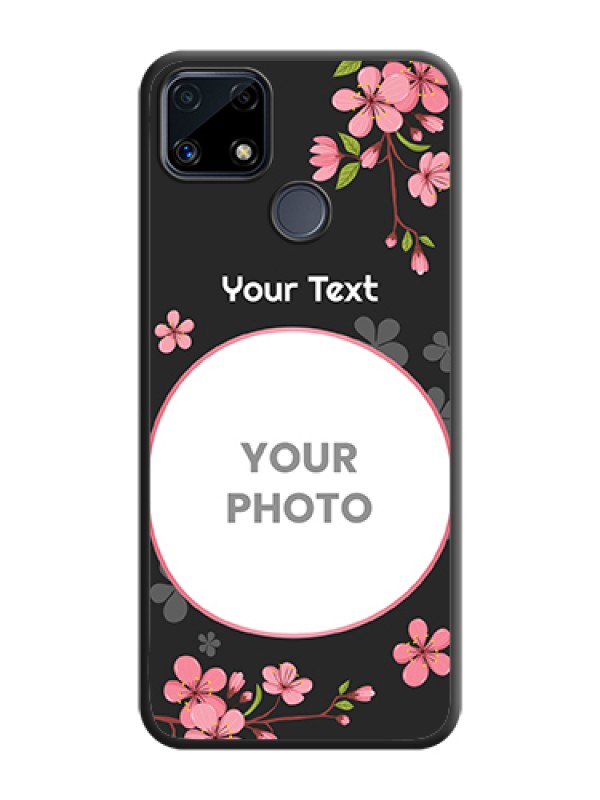 Custom Round Image with Pink Color Floral Design on Photo on Space Black Soft Matte Back Cover - Realme C25 - alternate view