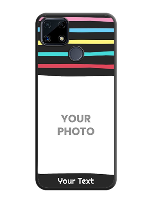 Custom Multicolor Lines with Image on Space Black Personalized Soft Matte Phone Covers - Realme C25 - alternate view
